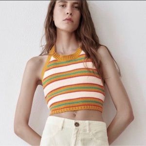Zara cropped halter knit top